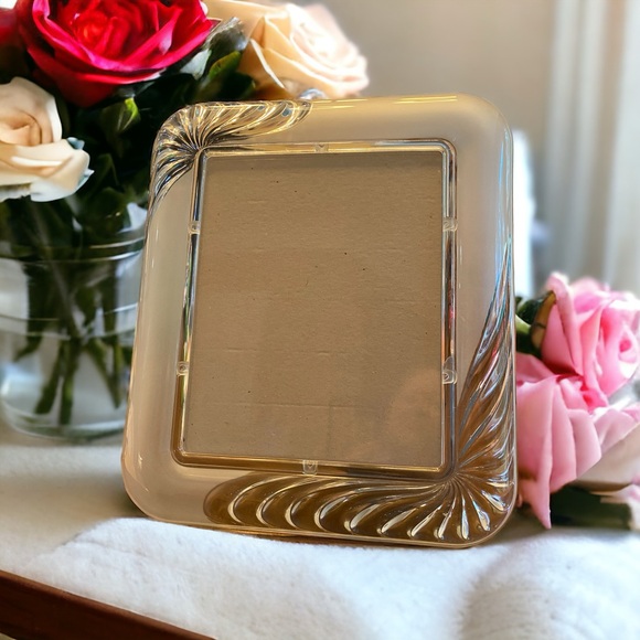 Beautiful vintage glass photo frame. Frosted and Clear Art Deco Design. - Picture 2 of 4